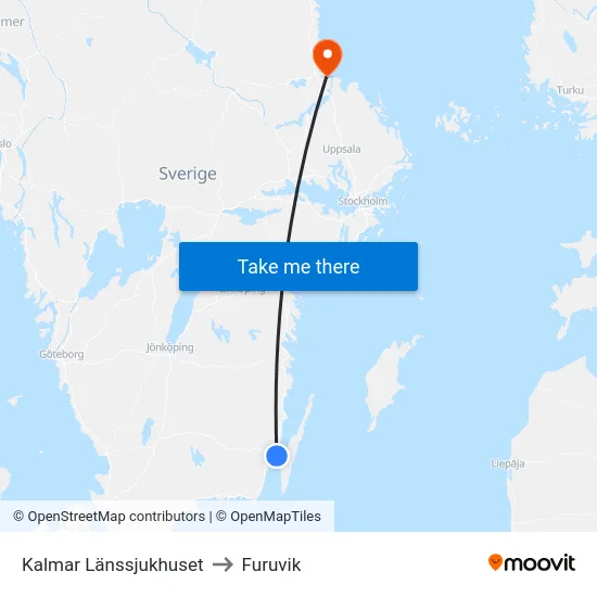 Kalmar Länssjukhuset to Furuvik map