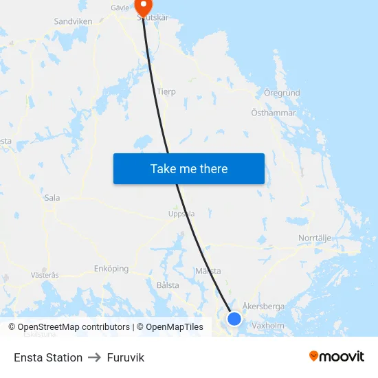 Ensta Station to Furuvik map