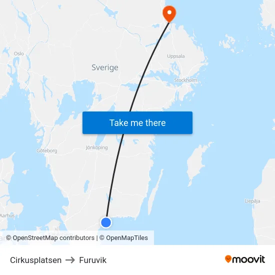 Cirkusplatsen to Furuvik map