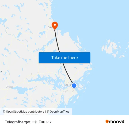 Telegrafberget to Furuvik map