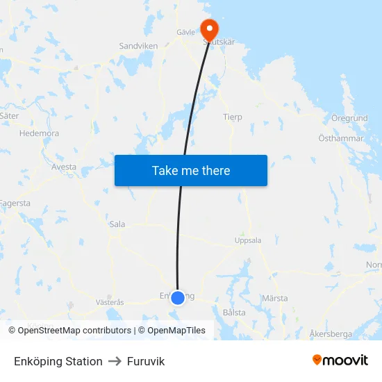 Enköping Station to Furuvik map