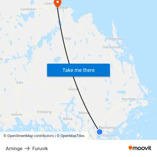 Arninge to Furuvik map