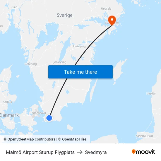Malmö Airport Sturup Flygplats to Svedmyra map