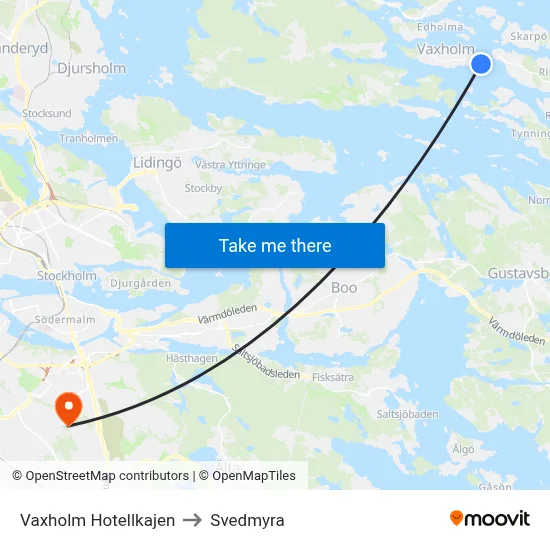 Vaxholm Hotellkajen to Svedmyra map