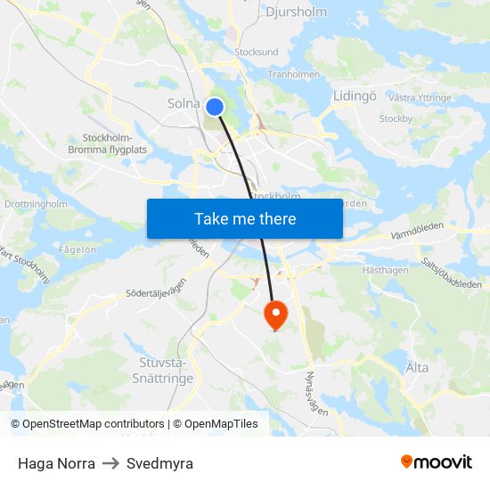 Haga Norra to Svedmyra map