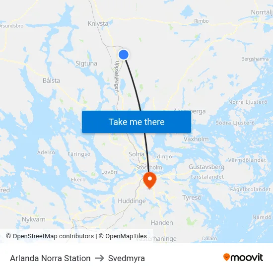 Arlanda Norra Station to Svedmyra map