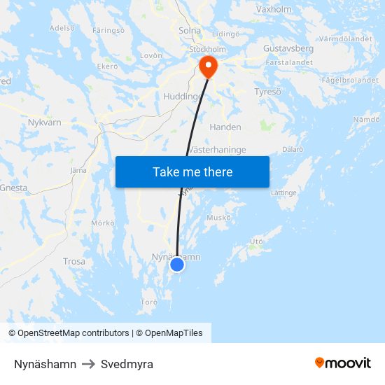 Nynäshamn to Svedmyra map