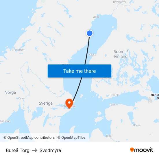 Bureå Torg to Svedmyra map