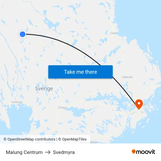 Malung Centrum to Svedmyra map