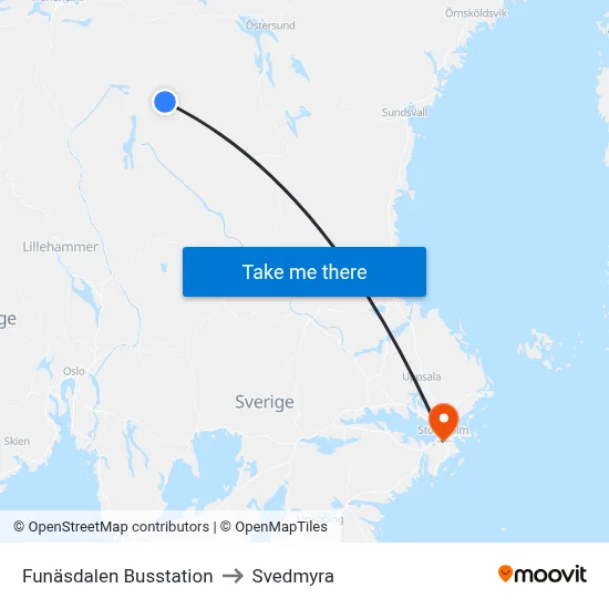 Funäsdalen Busstation to Svedmyra map