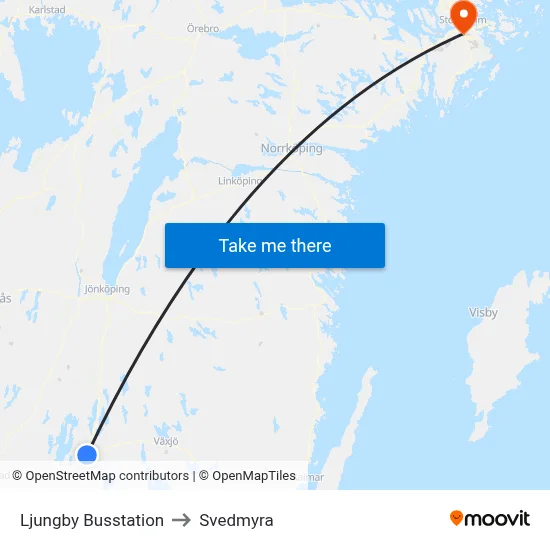 Ljungby Busstation to Svedmyra map