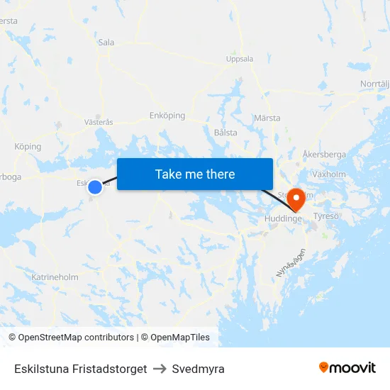 Eskilstuna Fristadstorget to Svedmyra map