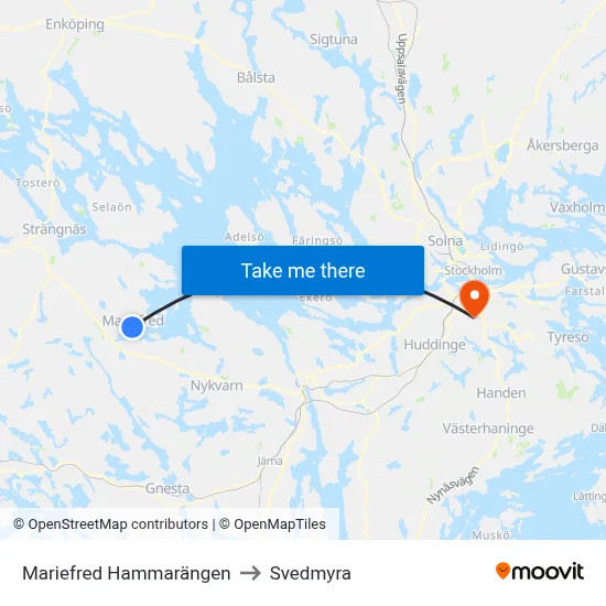 Mariefred Hammarängen to Svedmyra map