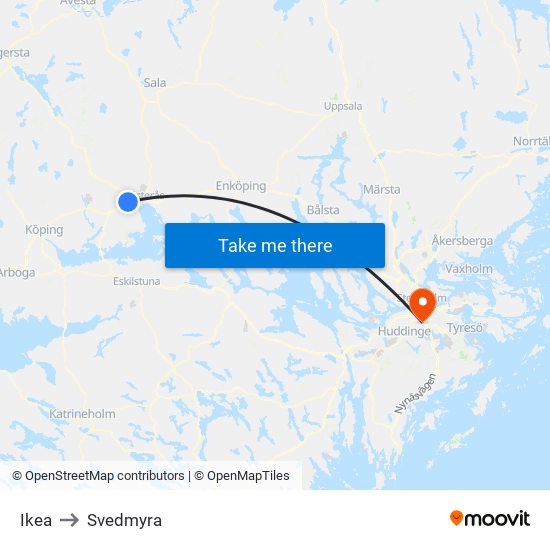 Ikea to Svedmyra map