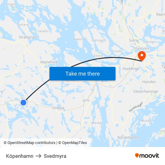 Köpenhamn to Svedmyra map