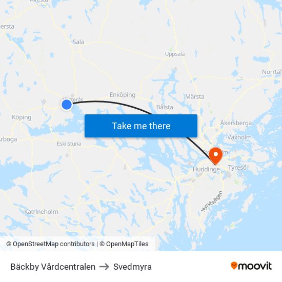 Bäckby Vårdcentralen to Svedmyra map