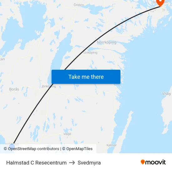 Halmstad C Resecentrum to Svedmyra map