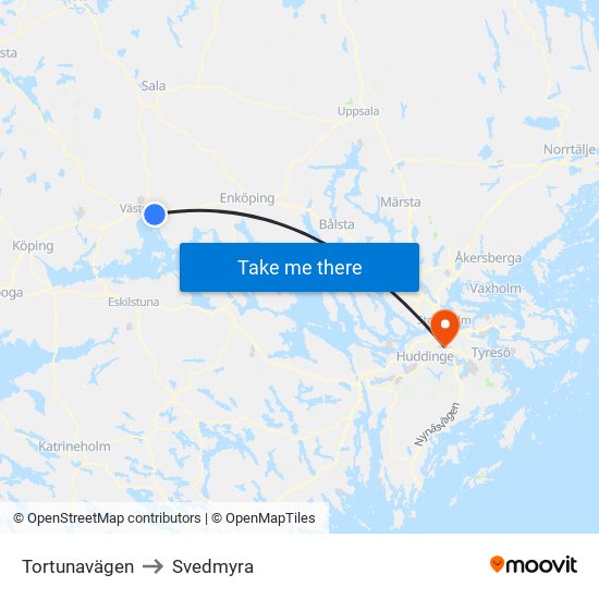Tortunavägen to Svedmyra map