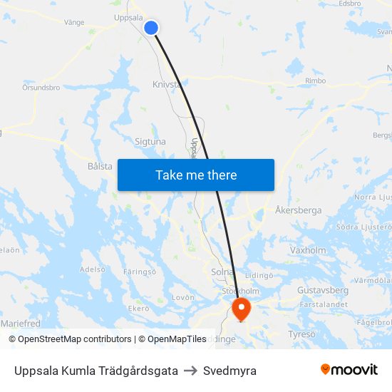 Uppsala Kumla Trädgårdsgata to Svedmyra map