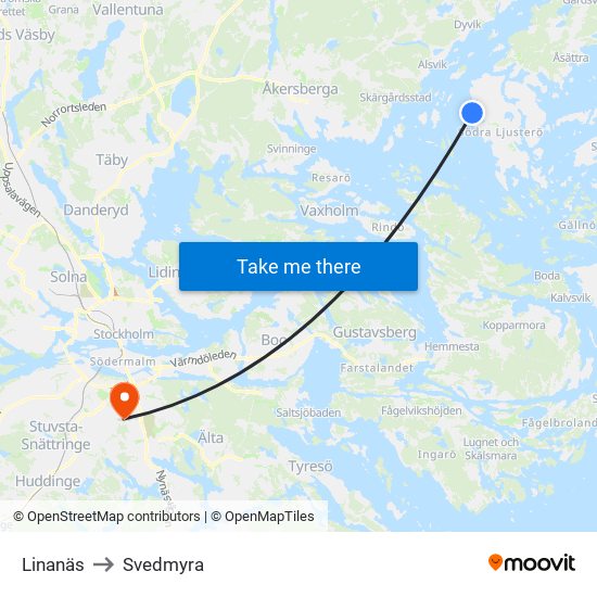 Linanäs to Svedmyra map