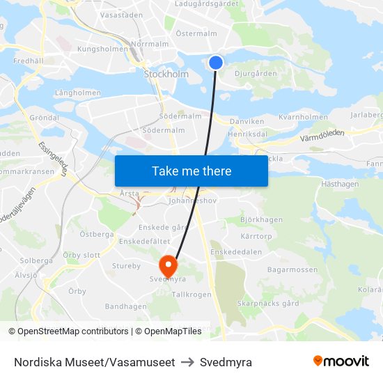 Nordiska Museet/Vasamuseet to Svedmyra map