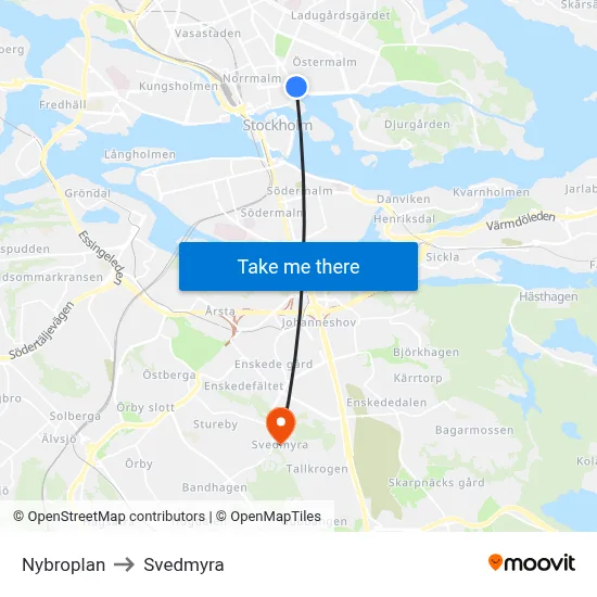 Nybroplan to Svedmyra map