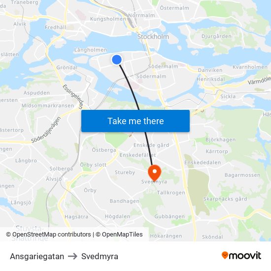 Ansgariegatan to Svedmyra map