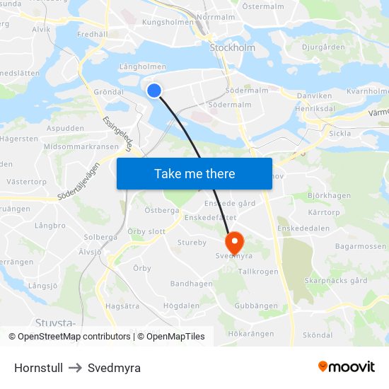 Hornstull to Svedmyra map