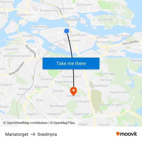 Mariatorget to Svedmyra map