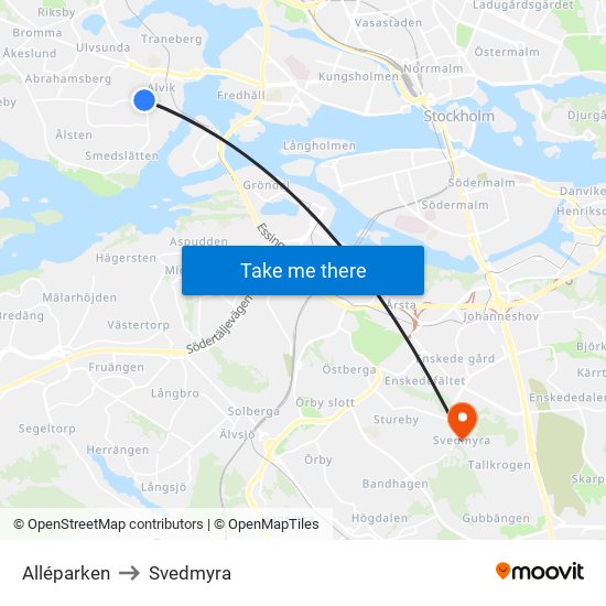 Alléparken to Svedmyra map