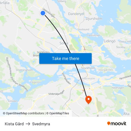 Kista Gård to Svedmyra map