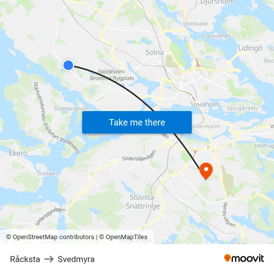 Råcksta to Svedmyra map