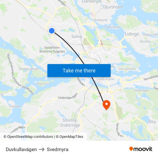 Duvkullavägen to Svedmyra map