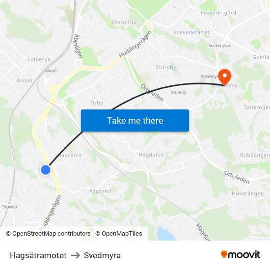 Hagsätramotet to Svedmyra map