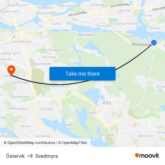 Östervik to Svedmyra map