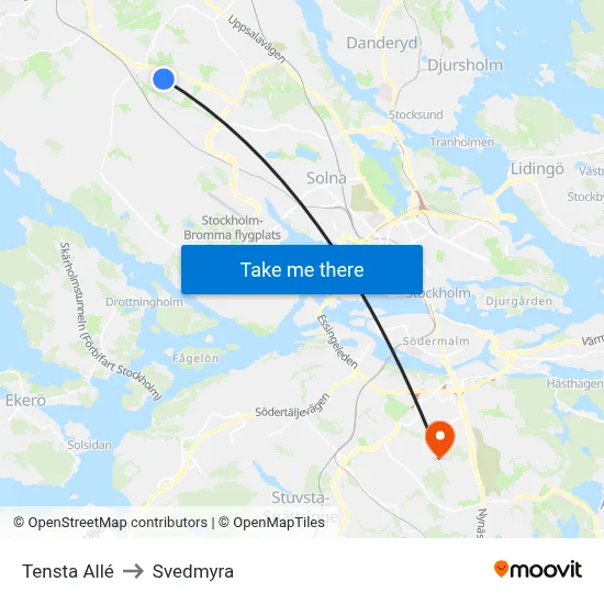 Tensta Allé to Svedmyra map