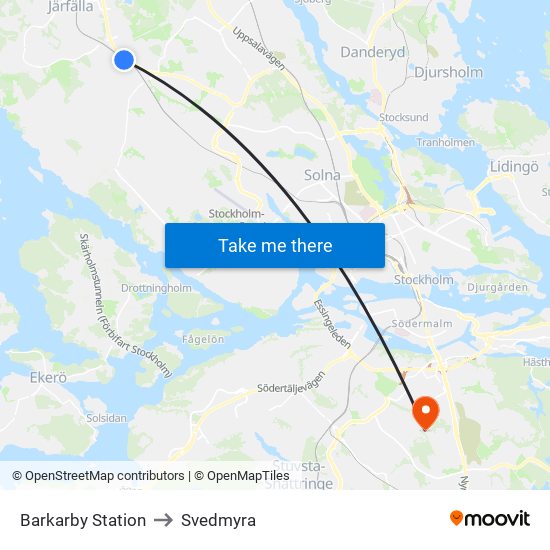 Barkarby Station to Svedmyra map