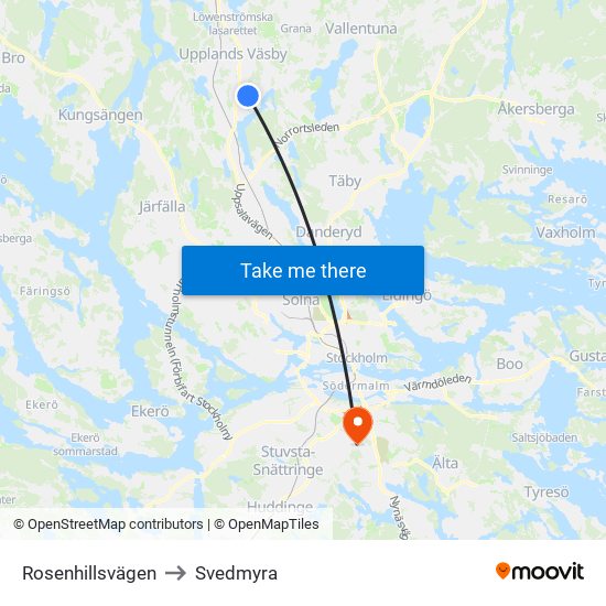 Rosenhillsvägen to Svedmyra map