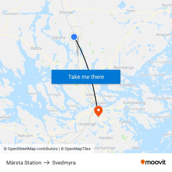 Märsta Station to Svedmyra map