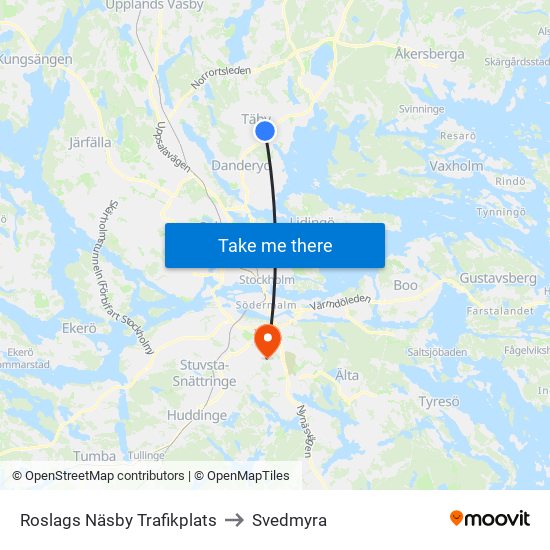 Roslags Näsby Trafikplats to Svedmyra map