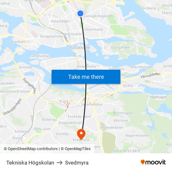 Tekniska Högskolan to Svedmyra map