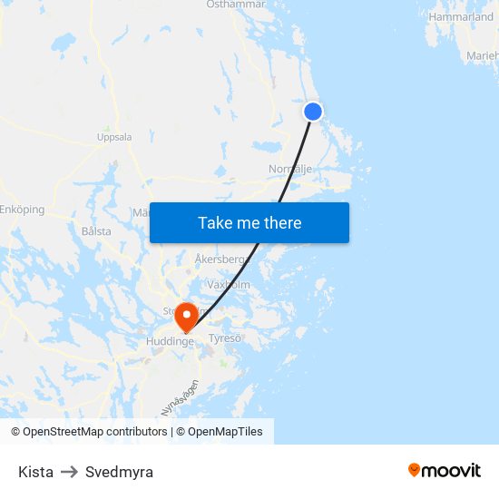 Kista to Svedmyra map