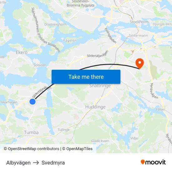 Albyvägen to Svedmyra map
