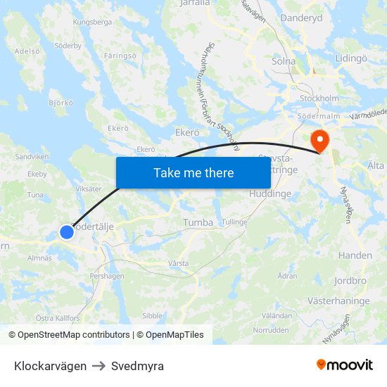 Klockarvägen to Svedmyra map