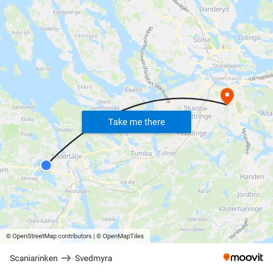 Scaniarinken to Svedmyra map