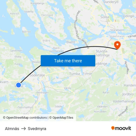 Almnäs to Svedmyra map