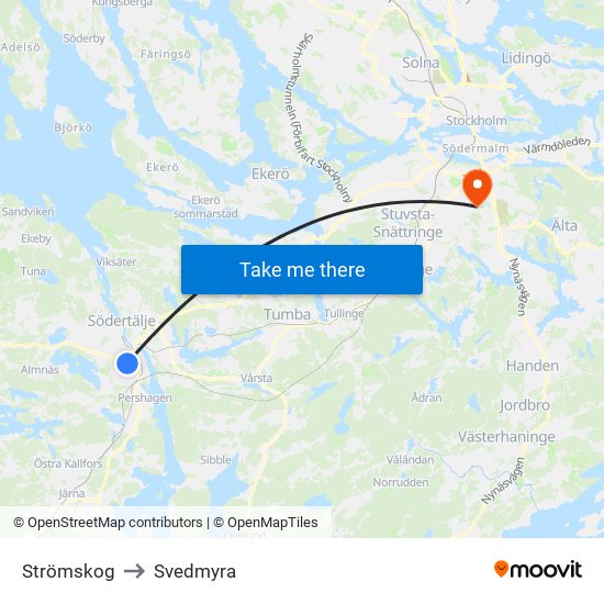 Strömskog to Svedmyra map