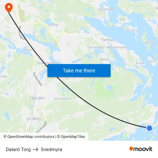 Dalarö Torg to Svedmyra map