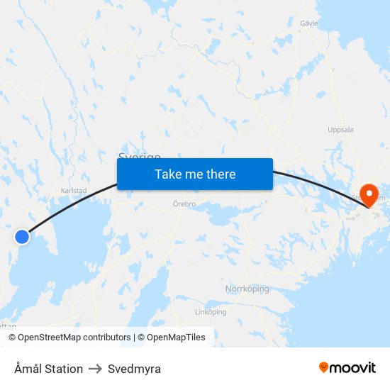 Åmål Station to Svedmyra map