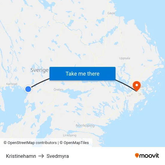 Kristinehamn to Svedmyra map